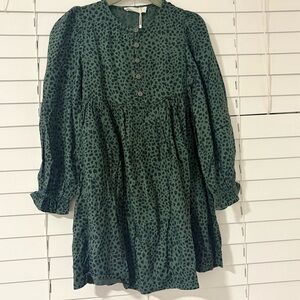 Mango Green Animal Print Dress